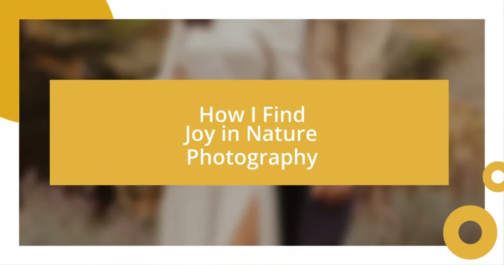 How I Find Joy in Nature Photography