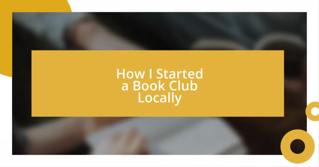 How I Started a Book Club Locally