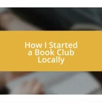 How I Started a Book Club Locally