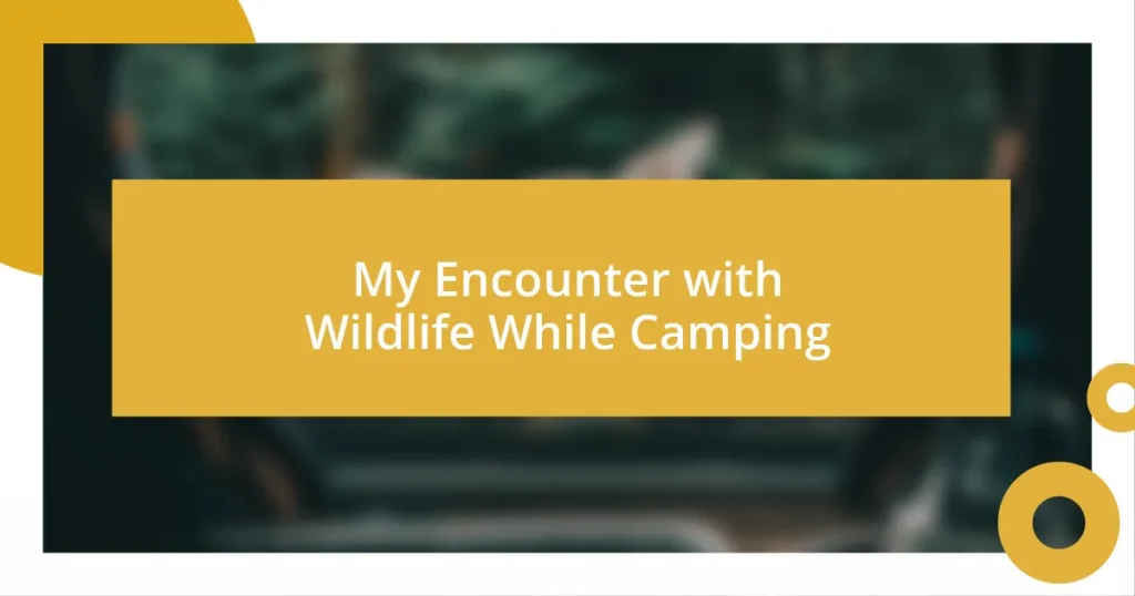 My Encounter with Wildlife While Camping