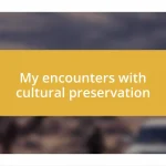 My encounters with cultural preservation