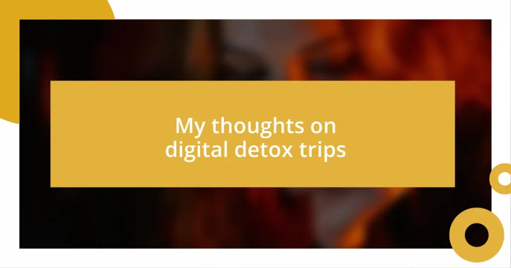 My thoughts on digital detox trips